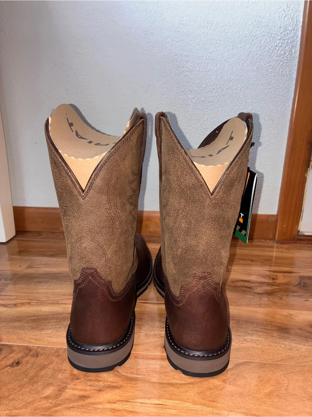 Ariat Men’s Groundbreaker Pull-On Work Boots, brown - size 14 EE (wide)